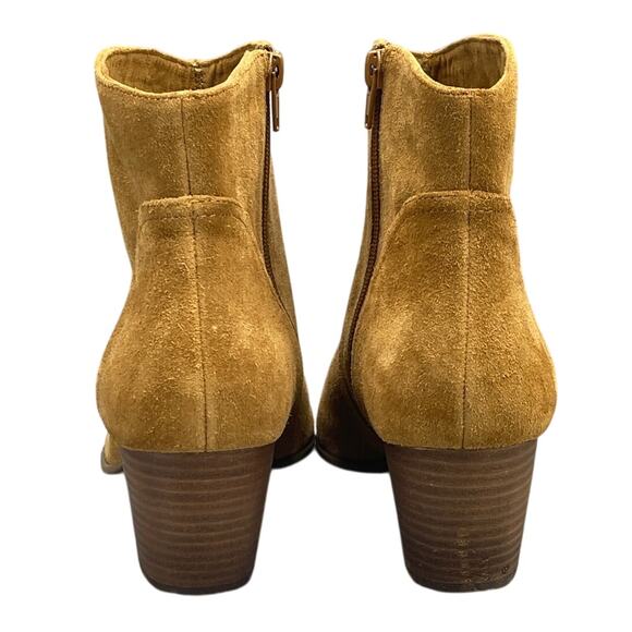 Sole Society Tan Brown Suede Leather Western Side Zip Ankle Bootie Women 11B/41 - Picture 7 of 11